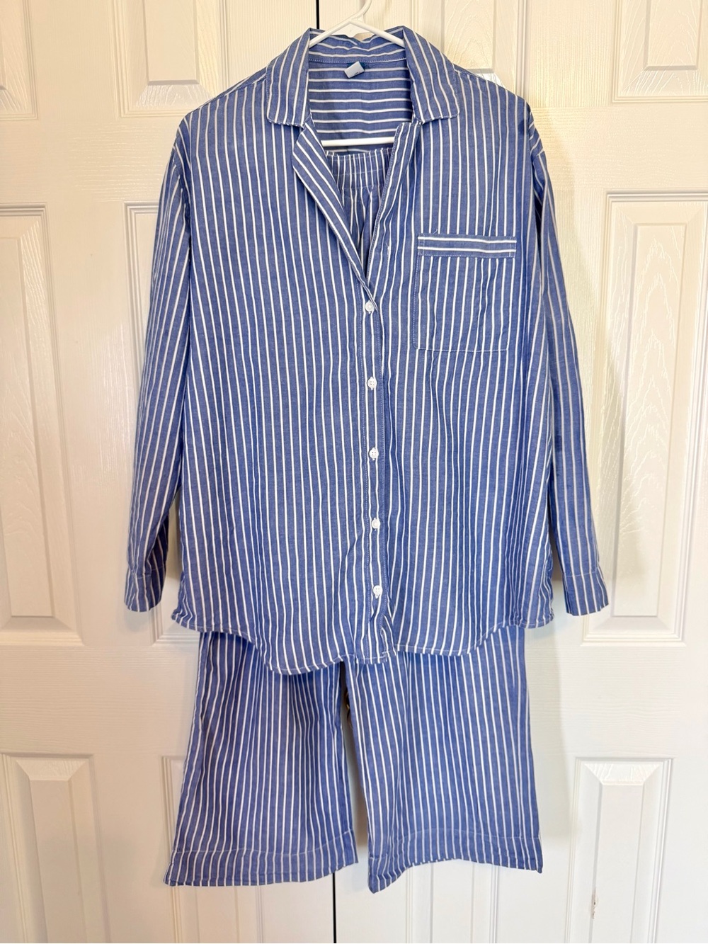 Women’s 100% Cotton Pajama Set w Pockets Striped Old Navy Medium Preppy Coastal